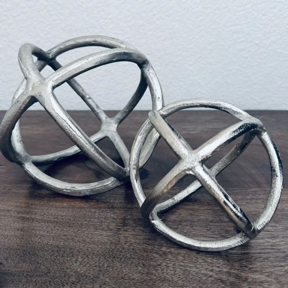 Silver 2-pc Metal Decor Sphere Orbs Set